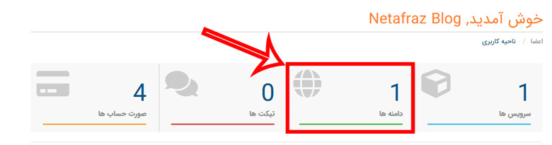 کلیک بر روی دامنه‌ها برای تغییر اطلاعات هویز