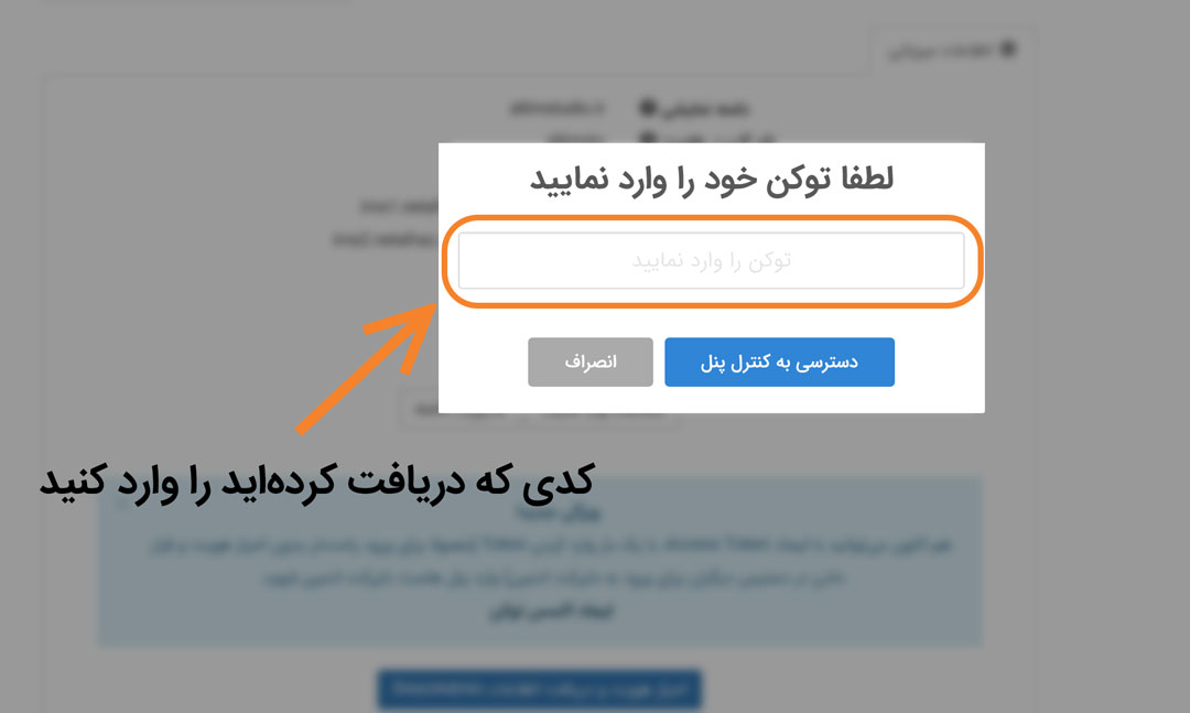وارد کردن اکسس توکن و ورود به دایرکت ادمین